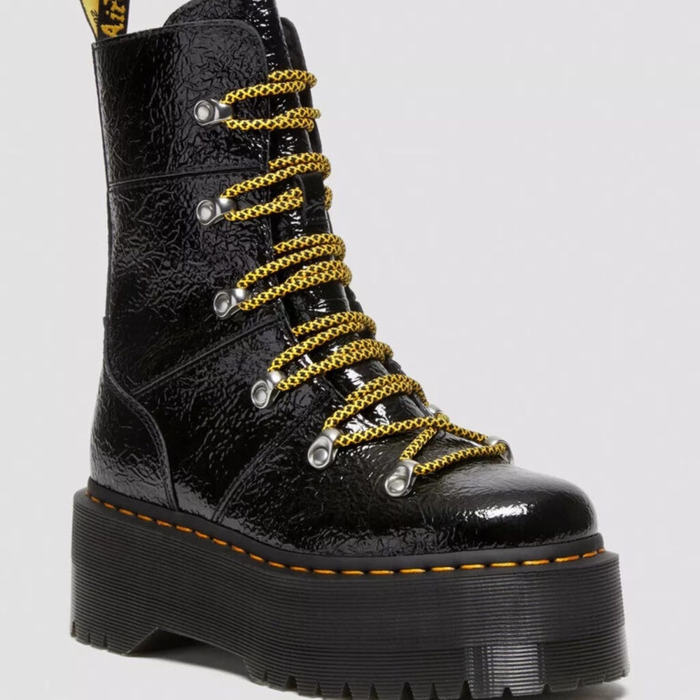 Dr. Martens Women's Ghilana Max Platform Quad Black Patent Leather US 8